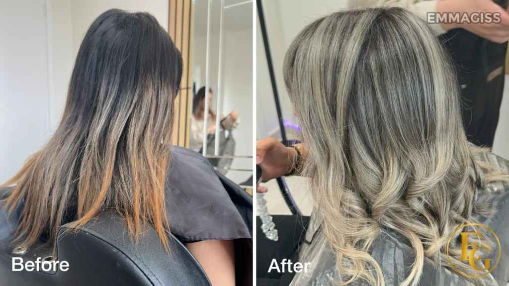 Natural balayage hair transformation in Birmingham