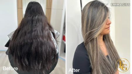 Ash blonde balayage hair transformation in Birmingham