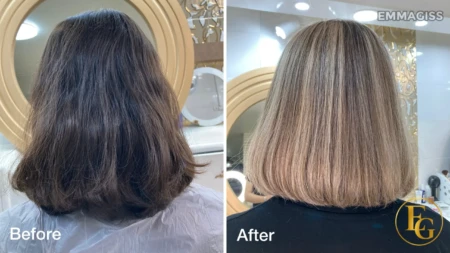 Beige blonde balayage hair transformation in Birmingham